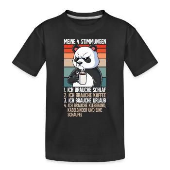 Meine 4 Stimmungen Kaffee Panda - Kinder Premium Bio T-Shirt - Schwarz - Vorne