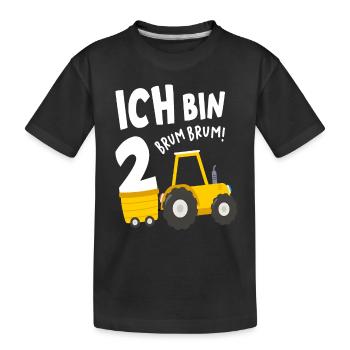 2. Geburtstag Jungs Traktor 2 Jahre - Kinder Premium Bio T-Shirt - Schwarz - Vorne