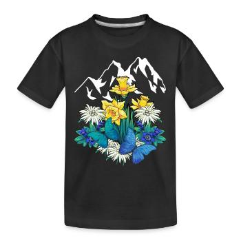 Austria Tyrol Spring Nature Alm Gentian Flowers - Kids' Premium Organic T-Shirt - black - Front