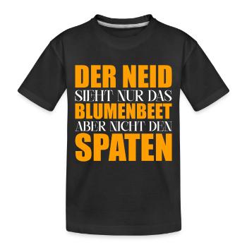 Neid Blumenbeet Spaten - Kinder Premium Bio T-Shirt - Schwarz - Vorne