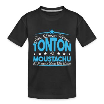 J'ai deux titres tonton et moustachu. Cadeau. - T-shirt bio Premium Enfant - noir - Devant
