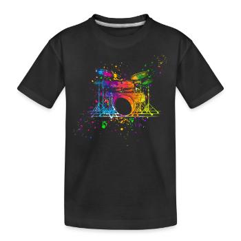 Schlagzeug, Schlagzeuger - Kinder Premium Bio T-Shirt - Schwarz - Vorne