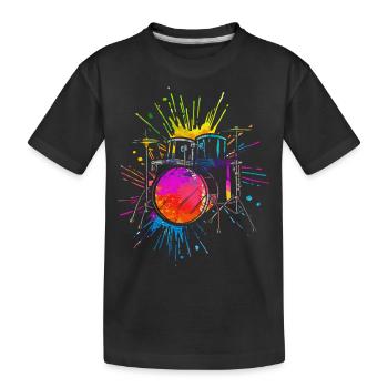 Schlagzeug, Schlagzeuger - Kinder Premium Bio T-Shirt - Schwarz - Vorne