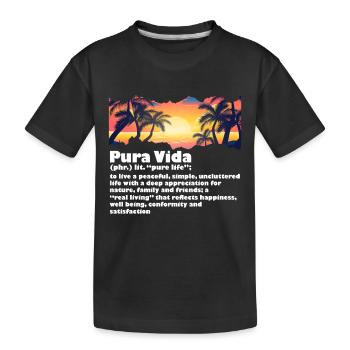 Pura Vida Definition Lebensweisheit Zentralamerika - Kinder Premium Bio T-Shirt - Schwarz - Vorne