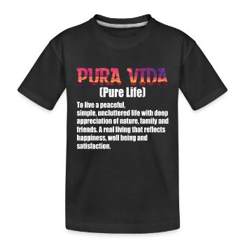 Pura Vida Definition Südamerika Souvenir Geschenk - Kinder Premium Bio T-Shirt - Schwarz - Vorne