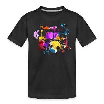 Schlagzeug, Schlagzeuger - Kinder Premium Bio T-Shirt - Schwarz - Vorne
