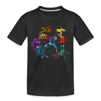 Schlagzeug, Schlagzeuger - Kinder Premium Bio T-Shirt - Schwarz - Vorne
