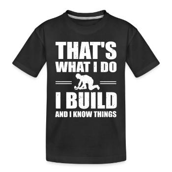 Funny construction worker motif - Kids' Premium Organic T-Shirt - black - Front