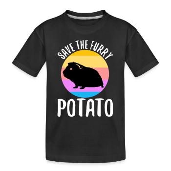 Save The Furry Potato - Kids' Premium Organic T-Shirt - black - Front