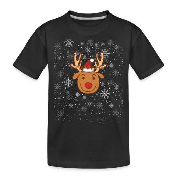 Reindeer Christmas Snow - Kinder Premium Bio T-Shirt - Schwarz - Vorne