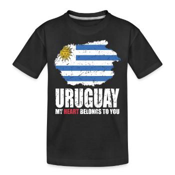 Uruguay Flag - Kids' Premium Organic T-Shirt - black - Front