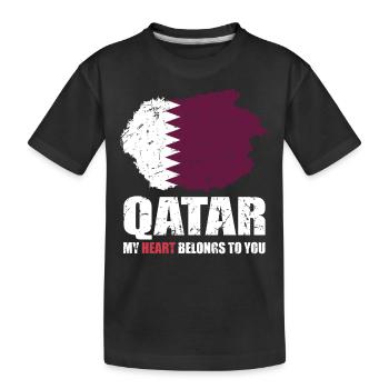 Qatar Flag - Kids' Premium Organic T-Shirt - black - Front