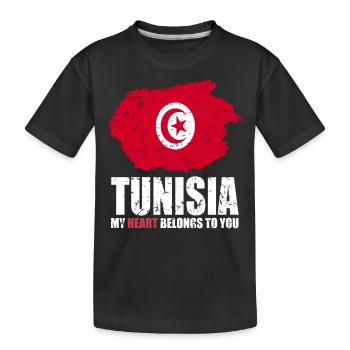 Tunesien Fahne - Kinder Premium Bio T-Shirt - Schwarz - Vorne