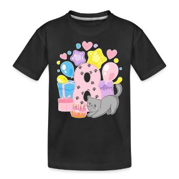Birthday Shirt Kitten Finally 8 Years Girl - Kids' Premium Organic T-Shirt - black - Front