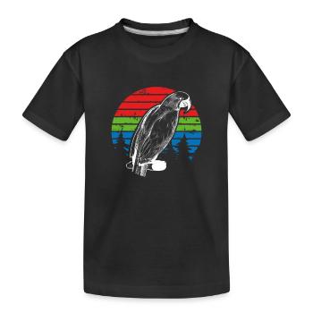 Papagei vintage Sonne - Kinder Premium Bio T-Shirt - Schwarz - Vorne