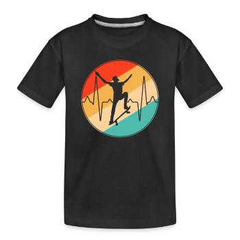 skaten retro Herzschlag - Kinder Premium Bio T-Shirt - Schwarz - Vorne