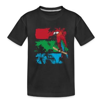 Bunter Papagei Auf Einem Ast - Kinder Premium Bio T-Shirt - Schwarz - Vorne