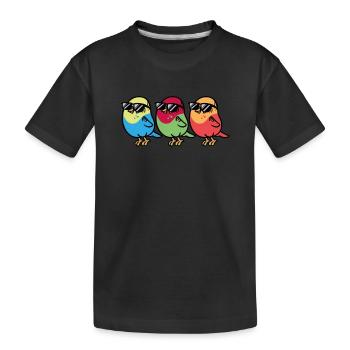 Drei Vögel Mit Sonnenbrille - Kinder Premium Bio T-Shirt - Schwarz - Vorne