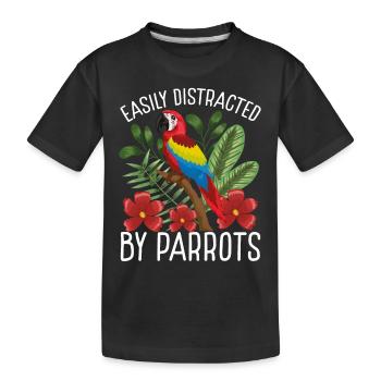 Leicht Von Papageien Abgelenkt - Kinder Premium Bio T-Shirt - Schwarz - Vorne
