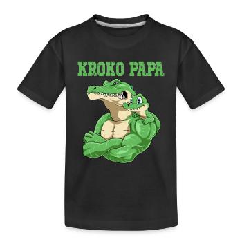 Kroko Papa Krokodil Vater und Baby Papa Vatertag - Kinder Premium Bio T-Shirt - Schwarz - Vorne