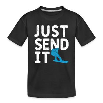 Snowboard Snowboarding Rider Snowboarding Just - Kinder Premium Bio T-Shirt - Schwarz - Vorne