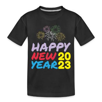 Happy New Year 2023 New Year's Eve Christmas - Kids' Premium Organic T-Shirt - black - Front