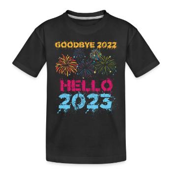 Happy New Year 2023 New Year's Eve Christmas - Kids' Premium Organic T-Shirt - black - Front
