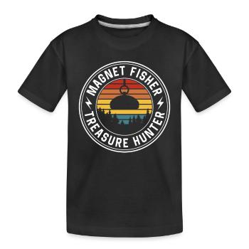 Magnetfischer Schatzsucher Magnet Magnetfischen - Kinder Premium Bio T-Shirt - Schwarz - Vorne