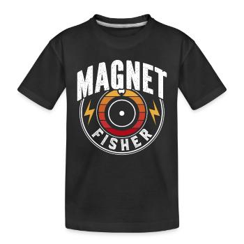 Magnetfischer Magnetfischen Magnet - Kinder Premium Bio T-Shirt - Schwarz - Vorne