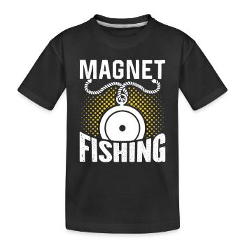 Magnetfischen Magnetfischer Magnet - Kinder Premium Bio T-Shirt - Schwarz - Vorne