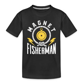 Magnetfischer Magnetfischen Magnet - Kinder Premium Bio T-Shirt - Schwarz - Vorne