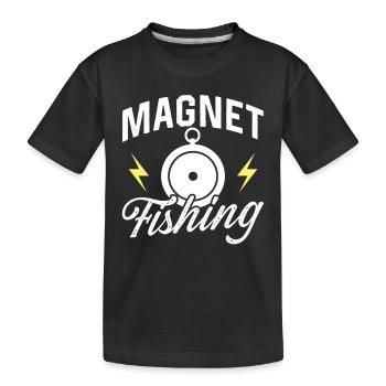 Magnetfischen Magnetfischer Magnet - Kinder Premium Bio T-Shirt - Schwarz - Vorne
