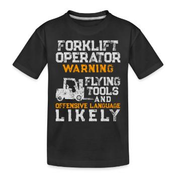 Certified Forklift Truck Operator - Kinder Premium Bio T-Shirt - Schwarz - Vorne