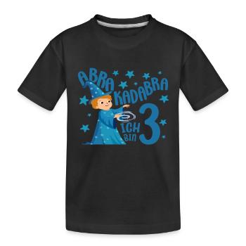 3 Year Boys Gift Magician Birthday Motif - Kids' Premium Organic T-Shirt - black - Front