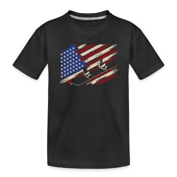 Amerikanische Flagge Snowboard Snowboarding - Kinder Premium Bio T-Shirt - Schwarz - Vorne