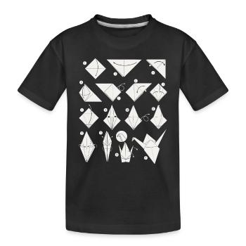 Origami Japanische Kunst Faltender Kranich Papier - Kinder Premium Bio T-Shirt - Schwarz - Vorne
