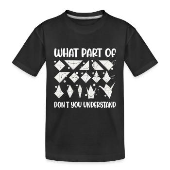 Origami Japanische Kunst Faltender Kranich Papier - Kinder Premium Bio T-Shirt - Schwarz - Vorne