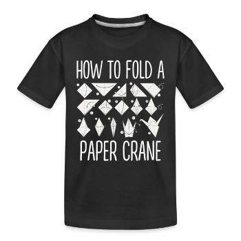 Origami Japanische Kunst Faltender Kranich Papier - Kinder Premium Bio T-Shirt - Schwarz - Vorne