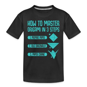 Origami Japanische Kunst Faltender Kranich Papier - Kinder Premium Bio T-Shirt - Schwarz - Vorne