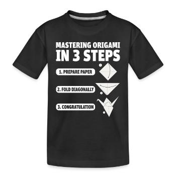 Origami Japanische Kunst Faltender Kranich Papier - Kinder Premium Bio T-Shirt - Schwarz - Vorne