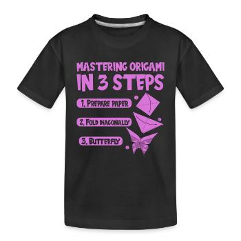Origami Japanische Kunst Faltender Kranich Papier - Kinder Premium Bio T-Shirt - Schwarz - Vorne