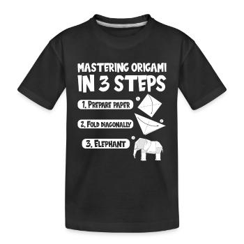 Origami Japanische Kunst Faltender Kranich Papier - Kinder Premium Bio T-Shirt - Schwarz - Vorne