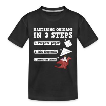 Origami Japanische Kunst Faltender Kranich Papier - Kinder Premium Bio T-Shirt - Schwarz - Vorne