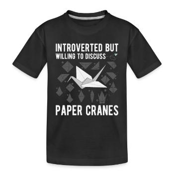 Origami Japanische Kunst Faltender Kranich Papier - Kinder Premium Bio T-Shirt - Schwarz - Vorne