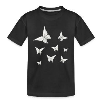Origami Japanische Kunst Faltender Kranich Papier - Kinder Premium Bio T-Shirt - Schwarz - Vorne