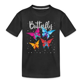 Origami Japanische Kunst Faltender Kranich Papier - Kinder Premium Bio T-Shirt - Schwarz - Vorne