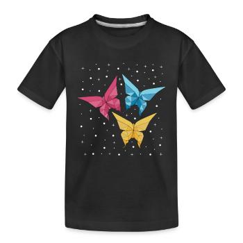 Origami Japanische Kunst Faltender Kranich Papier - Kinder Premium Bio T-Shirt - Schwarz - Vorne
