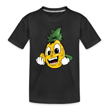 Lustige Cartoon Ananas - Kinder Premium Bio T-Shirt - Schwarz - Vorne
