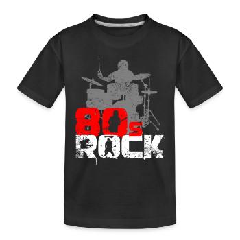 Vintage 80er Jahre Rock Music Schlagzeuger - Kinder Premium Bio T-Shirt - Schwarz - Vorne