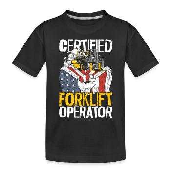 Certified Forklift Truck Operator - Kinder Premium Bio T-Shirt - Schwarz - Vorne